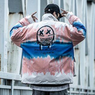 Graphic Print Tie-dye Zip Jacket