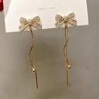 Bow Alloy Fringed Earring 1 Pair - Gold & White - One Size