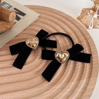 Heart Alloy Bow Fabric Hair Clip / Hair Tie