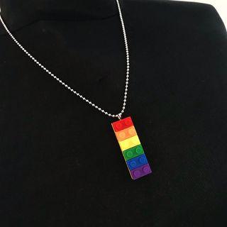 Rainbow Building Block Pendant Necklace Rainbow Building Block - Silver - One Size