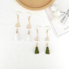Triangular Swirl Tasseled Drop Hook Earring / Clip-on Earring
