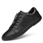 Faux-leather Plain Lace-up Sneakers