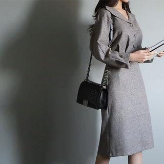 Deep V-neck Coat Dress