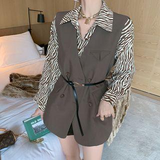 Set: Zebra Print Shirt + Double-breasted Vest