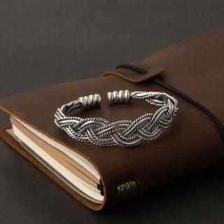 Woven Open Bangle Sl0471 - Silver - One Size