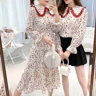 Heart Print Chiffon Blouse / A-line Dress