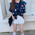 Ruffle-neck Short-sleeve Shirt