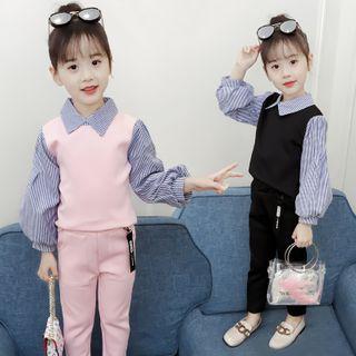 Set: Collared Pullover + Straight-cut Pants