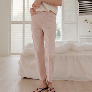 Hidden Band-waist Straight-leg Pants