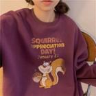 Long-sleeve Squirrel Printed Sweatshirt