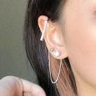 Rhinestone Chain Cuff Earring Silver - 1424a#