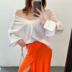 Plain Long-sleeve T-shirt / Midi Skirt