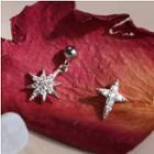 Non-matching Star Rhinestone Stud Earring 1 Pair - As Shown In Figure - One Size