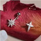 Non-matching Star Rhinestone Stud Earring 1 Pair - As Shown In Figure - One Size