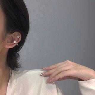 Freshwater Pearl Ear Cuff 1 Pc - White & Silver - One Size