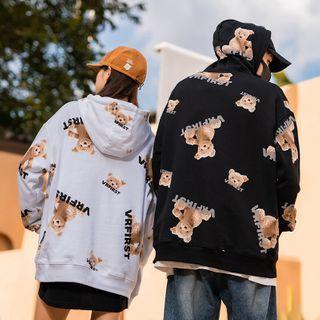 Unisex Bear-print Hooded Sweatshirt