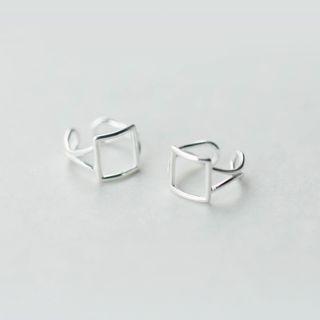 925 Sterling Silver Square Clip-on Earrings