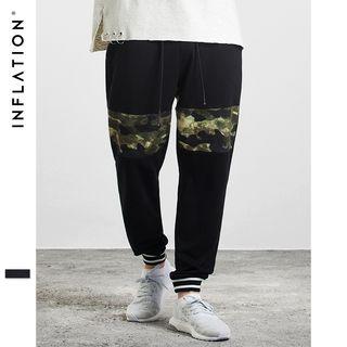 Striped-hem Camo-print Sweatpants