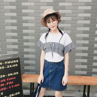 Mock Two-pieces Checked Top