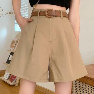 High-waist Wide-cuff Dress Shorts