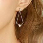 925 Sterling Silver Faux Pearl Dangle Earring As Shown In Figure - One Size