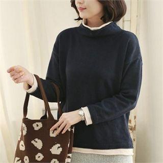 High-neck Layered Knit Top