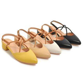 Faux-leather Low Heel Sandals