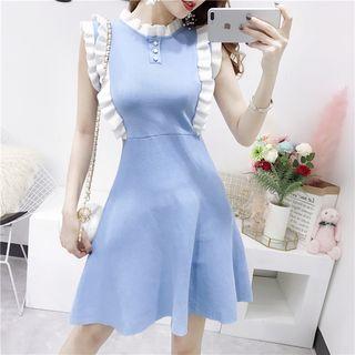Contrast-trim Sleeveless Dress