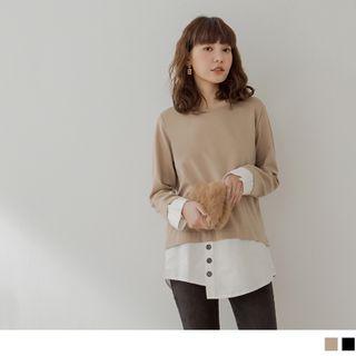 Asymmetric Hem Mock Two Piece Top