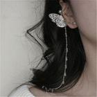 Butterfly Faux Pearl Alloy Cuff Earring 1 Pair - S925 Silver Needle - Gold - One Size