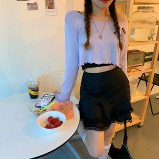 Embroider Letter Sleeveless Top / Off Shoulder Top