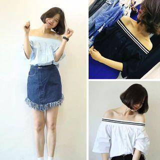 Elbow-sleeve Off Shoulder Top