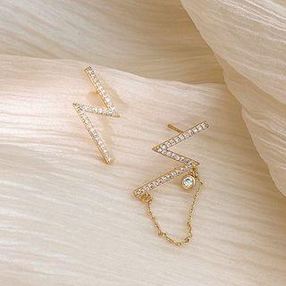 Rhinestone Stud Earring 1 Pair - Rhinestonesilver - Gold - One Size