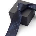Check Neck Tie (6cm) Navy Blue - One Size