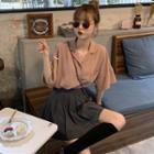 Short-sleeve Pocket Shirt / Accordion Pleat Skirt
