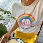Letter Rainbow-print T-shirt