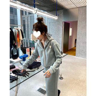 Set: Cropped Zipped Jacket + Long-sleeve Dress