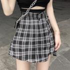 High-waist Plaid Skort Plaid - One Size