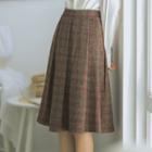Plaid Midi A-line Pleated Skirt