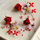 Wedding Set: Rose Branches Dragonfly Hair Clip 1 Set Of 3 - As Shown In Figure - One Size