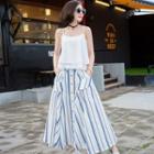 Set: Camisole Top + Striped Maxi Skirt