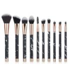 Set Of 10: Marble Print Makeup Brushes As Shown In Figure - One Size