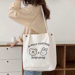 Bear Rabbit Print Shopper Bag