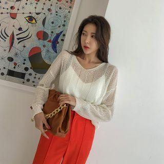 V-neck Summer Net Sweater