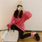 Set: Balloon-sleeve Sweatshirt + Contrast-hem Leggings