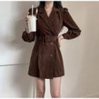 Long Sleeve Corduroy Double Breasted Dress
