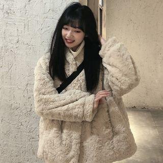 Faux Fur Jacket Beige - One Size