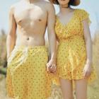 Couple Matching Dotted Bikini / Floral Cover-up / Swim Shorts / Set