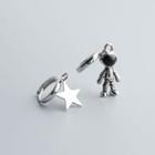 925 Sterling Silver Astronaut & Star Dangle Earring 1 Pair - S925 Silver - One Size