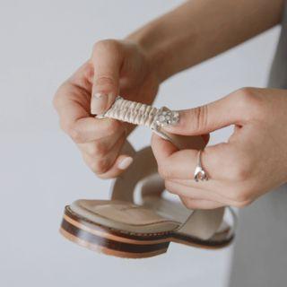Cross-strap Cowhide Sandals